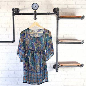 Zoe & Rose Band of Gypsies Sheer Boho Dress | Blue